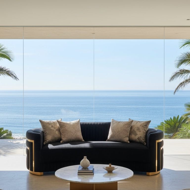 Belvane Sofa – 3-Seater Obsidian Black